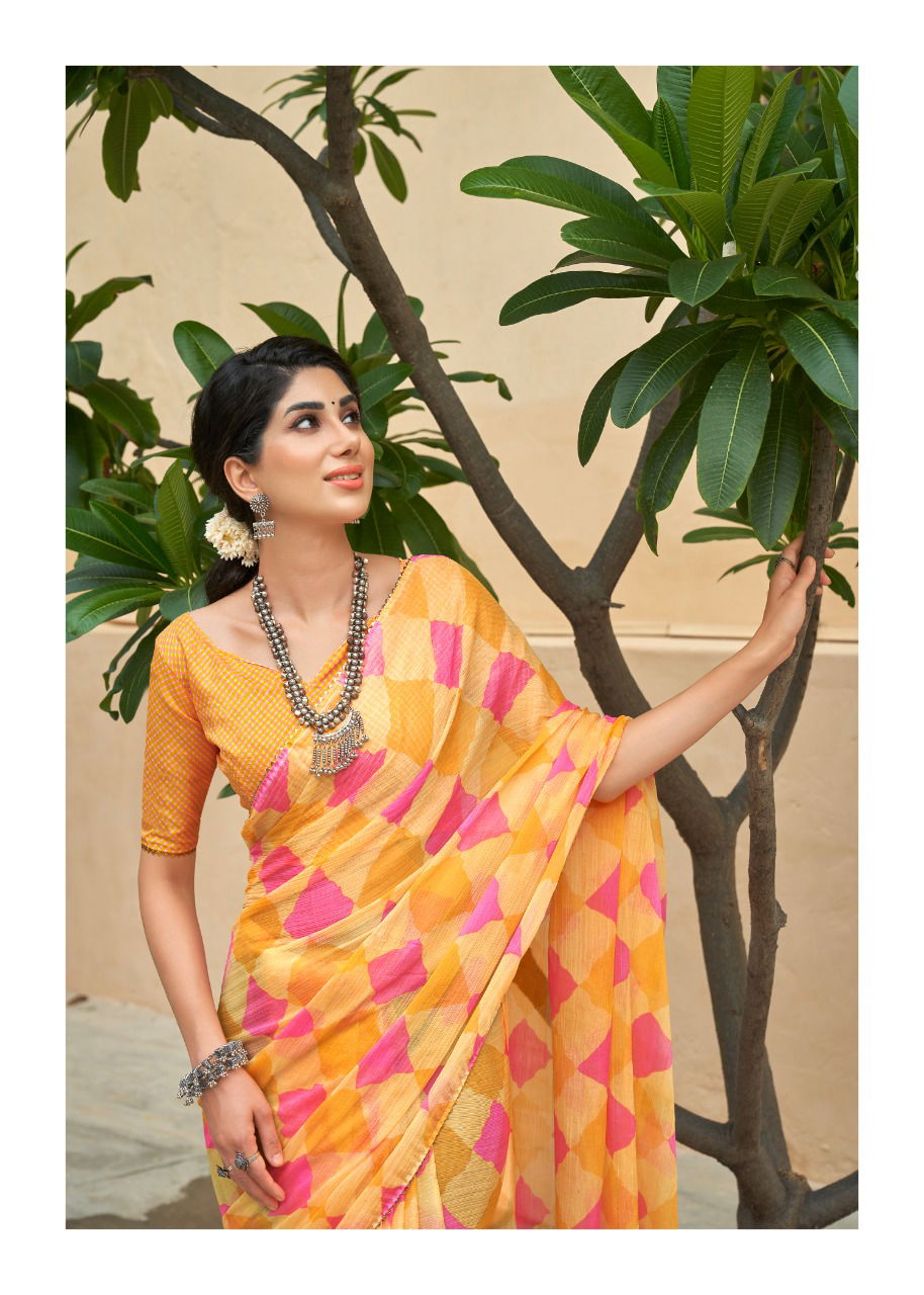 Kashvi Tanishq Fancy Printed Designer Chiffon Ethnic Wear Saree Collection 